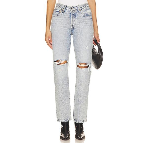 Levi's '501' Blue 'In Morning Joyride' Denim Jean Size 28 - Picture 1 of 5